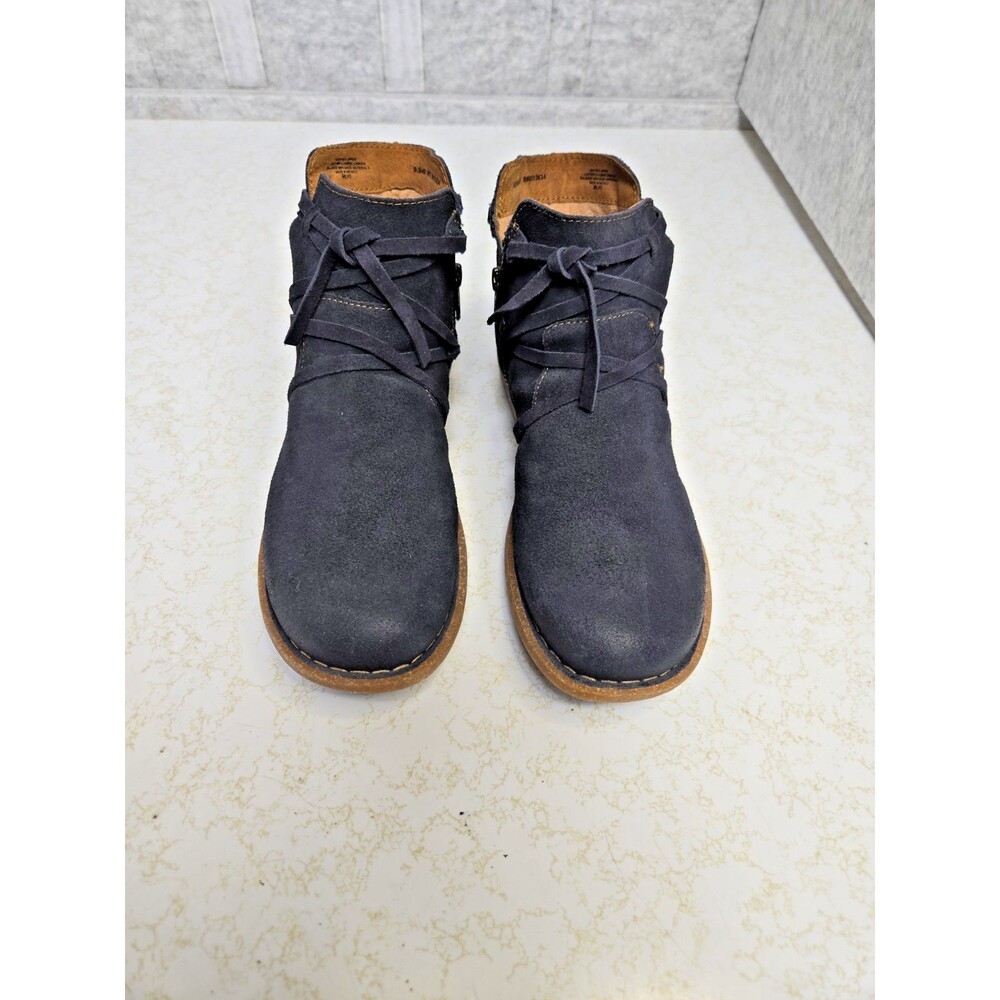 Women’s BORN Tarkiln Leather Suede Ankle Boots Sz 9.5 Dark Blue